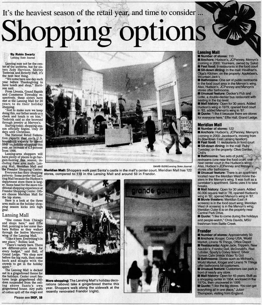 Lansing Mall - 1999 ARTICLE ON LANSING AREA MALLS